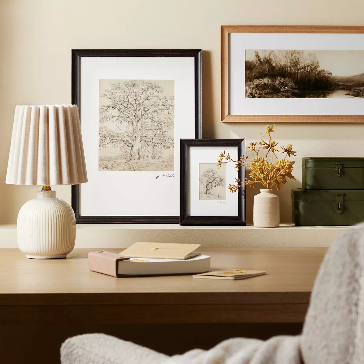12"x16" Great Oak Tree Sketch Neutral Framed Wall Art - Hearth & Hand™ with Magnolia | Target