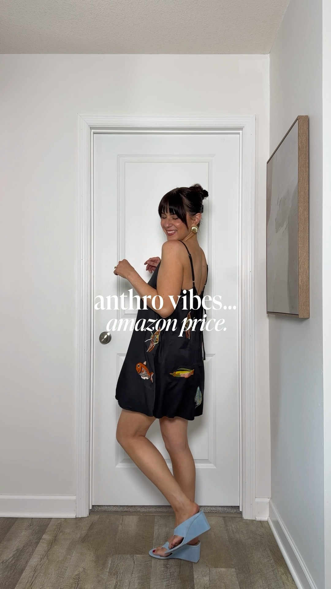 My blue suede sandals are 30% off + ship free! Tts. Wearing s in this Anthropologie look for less dress from Amazon! Petite friendly, adjustable straps & back tie! Perfect as a summer vacation dress, wedding guest dress or fun date night/casual lunch dress. 

Anthro

#LTKSeasonal #LTKPetite #LTKSaleAlert