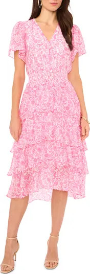 Floral Tiered Midi Dress | Nordstrom