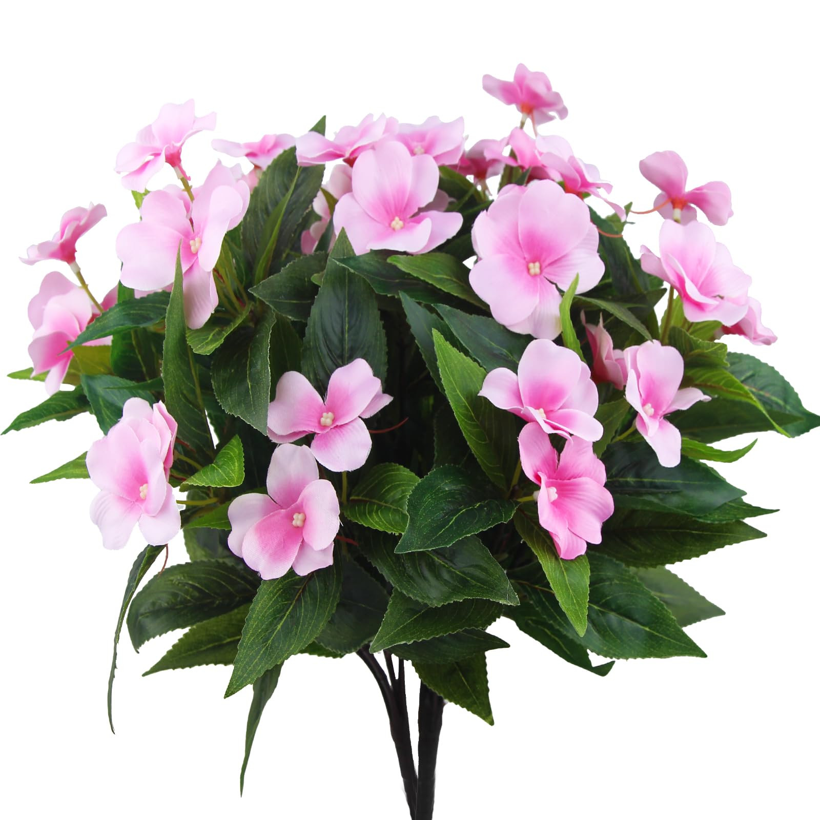 2 Branches Artificial Impatiens Flowers Faux Impatiens Bushes Pink Silk Flowers Greenery Artifici... | Amazon (US)