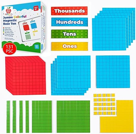 Magnetic Base Ten Blocks Set for Math Learning, Teachers, Classroom, Addition, Subtraction, Multi... | Amazon (US)