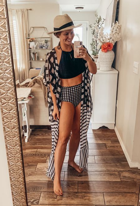 Amazon swimsuit 
Two piece swimsuit (bottoms are from Limericki) 
Free people dupe kimono!! 
Checkered coverup 
Gingham print swimsuit & coverup

#LTKswim #LTKunder50 #LTKSeasonal