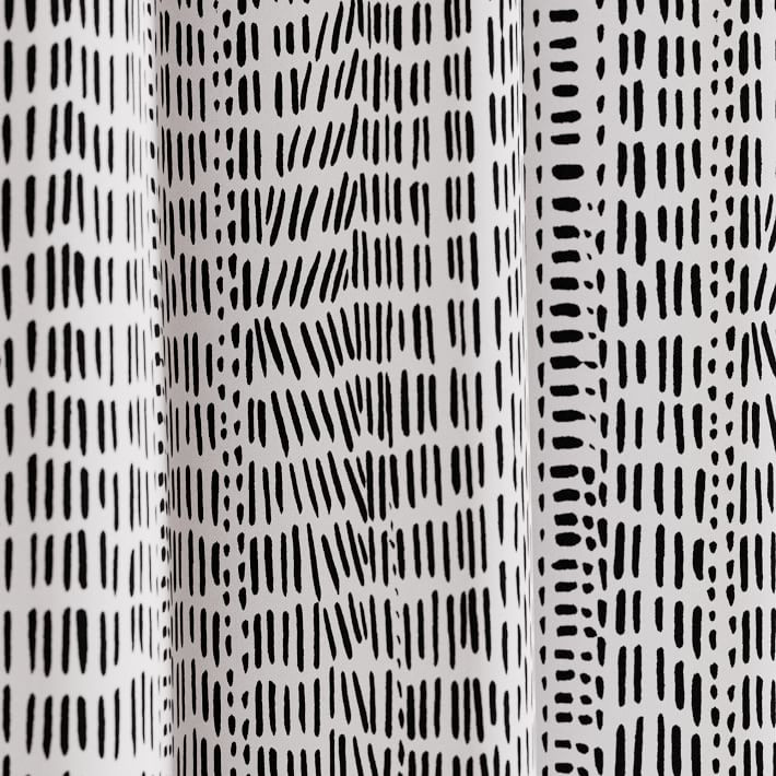 Cotton Canvas Bomu Curtains (Set of 2) - Black | West Elm (US)