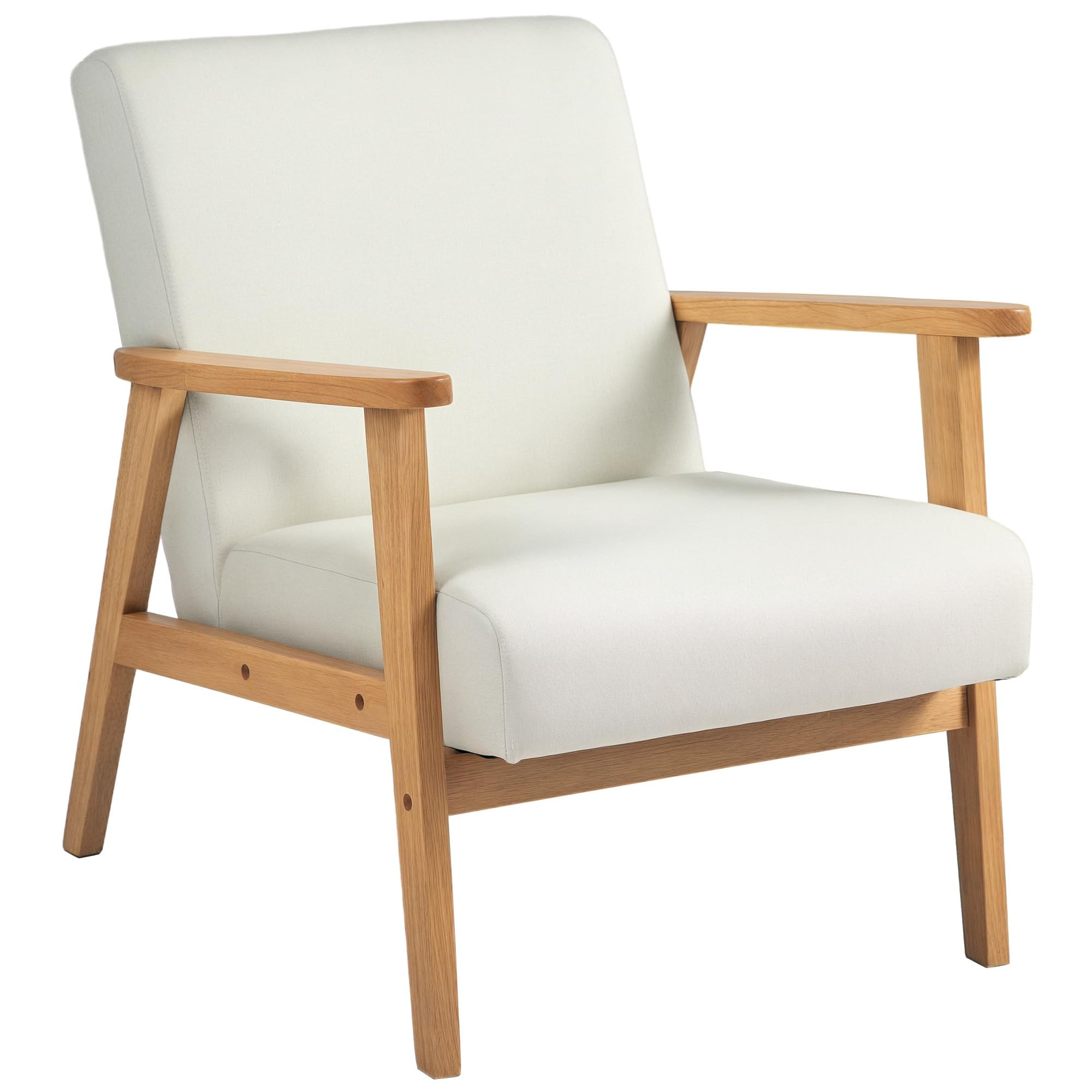 HOMCOM Fabric Accent Chair, Upholstered Armchair, Mid-Century Modern Living Room Chair with Wood ... | Amazon (CA)