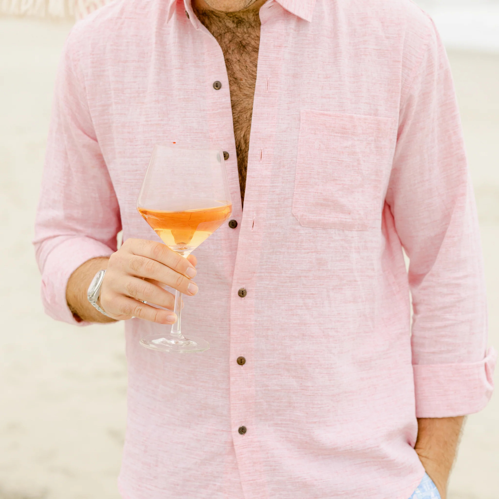 The Rosé Blusher - Long Sleeve Linen Shirt by Kenny Flowers | Kenny Flowers