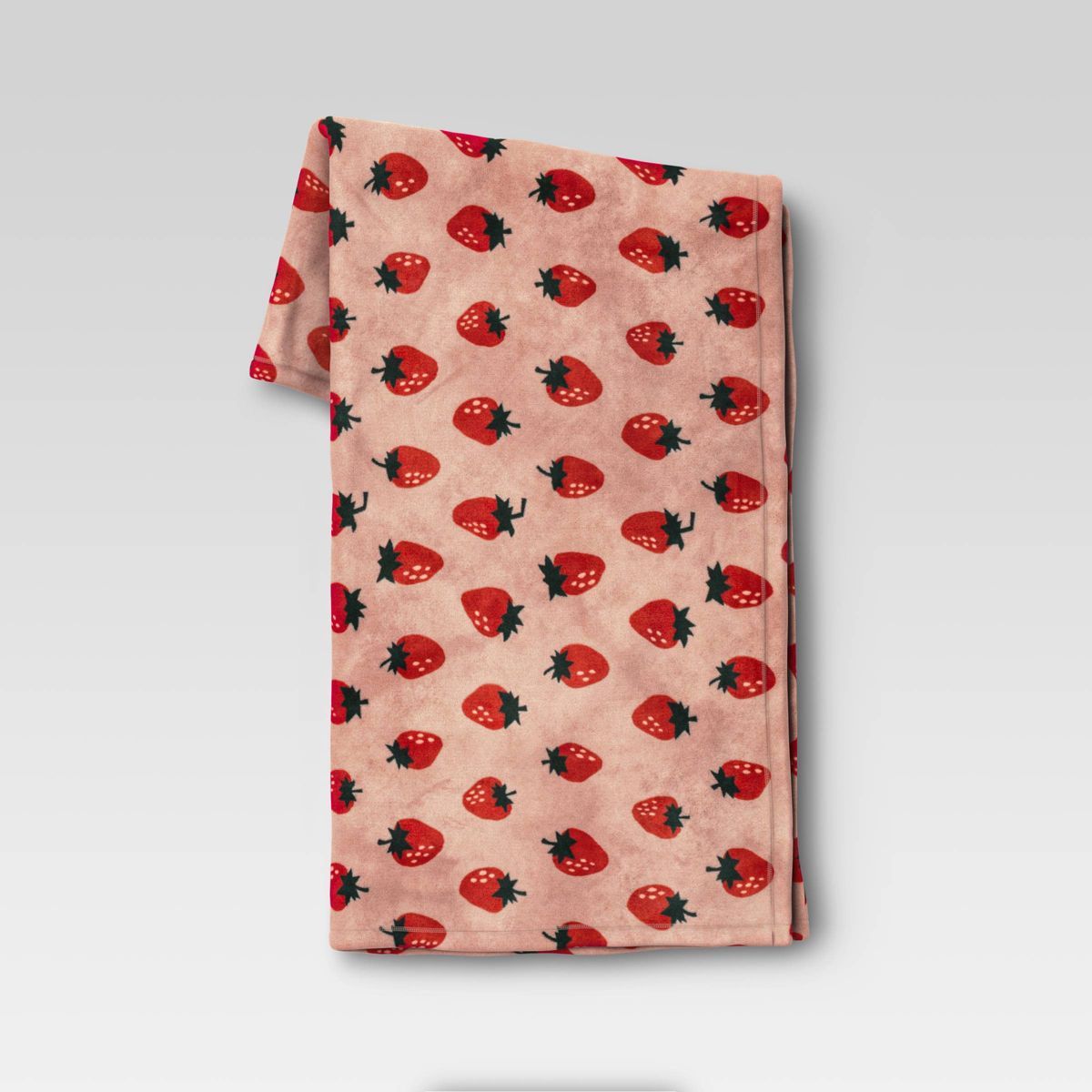 Printed Strawberry Plush Throw Blanket Blush - Room Essentials™ | Target