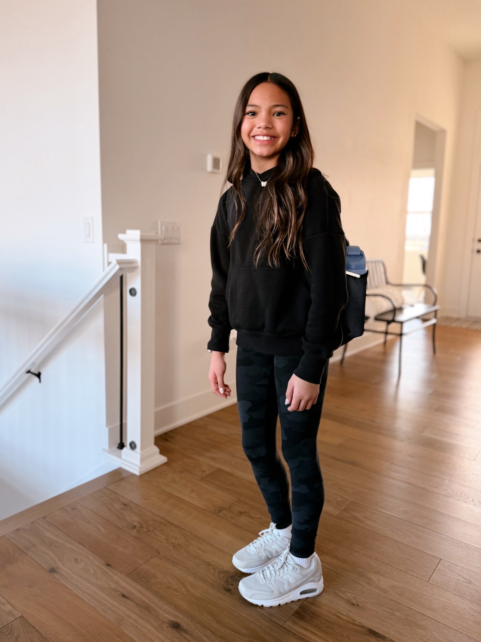 Tween girls outfit - Lululemon align leggings in camo - Nike air max - black hoodie - blue Owala water bottle 

#LTKKids #LTKootd #LTKSaleAlert