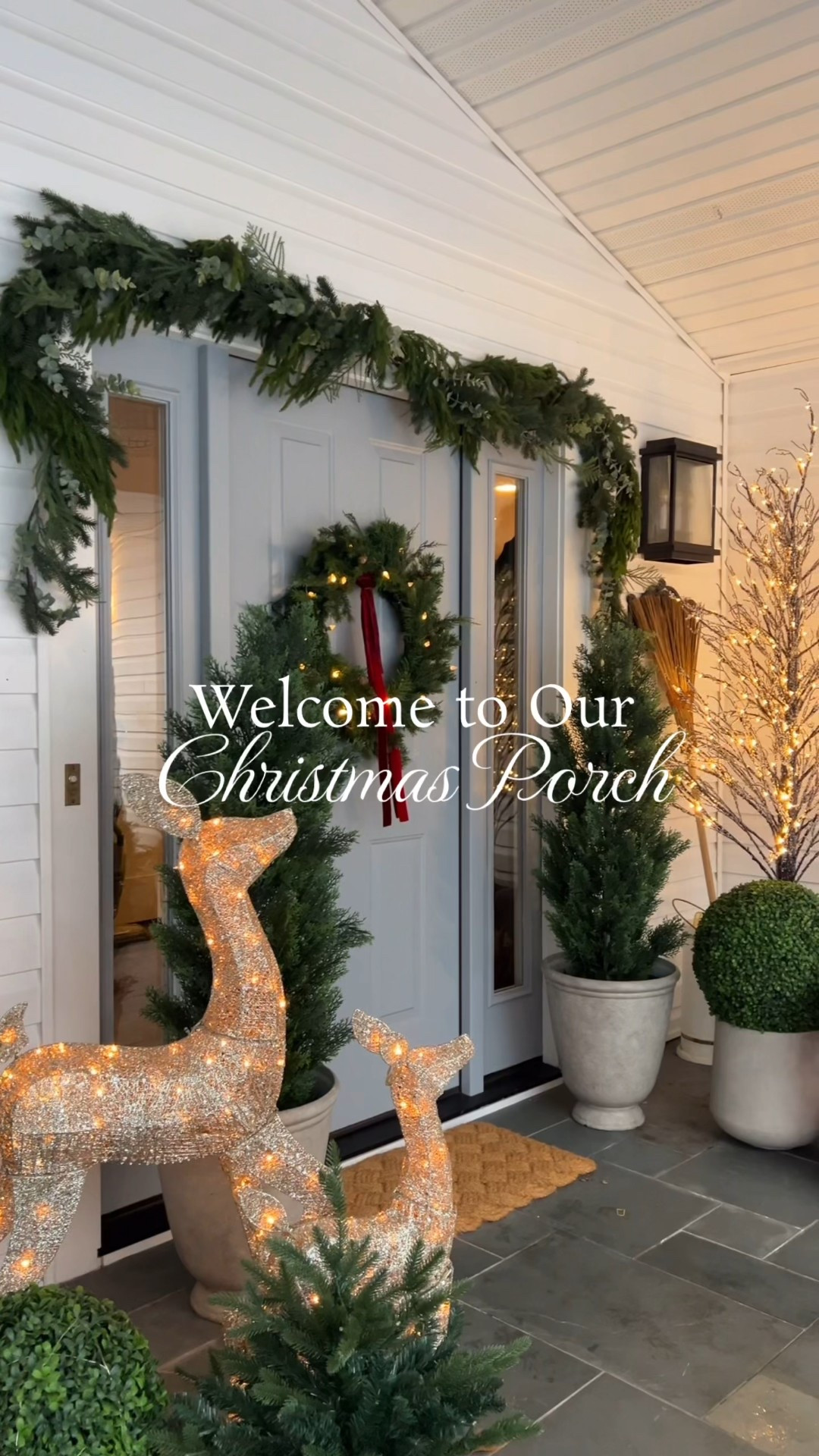 

Welcome to my Christmas front porch ✨
Today we’re decorating with all my favorites — the faux cedar trees, the wreaths, the light-up dog, my iced Christmas tree from Costco… all the cozy glow-y things that make this season feel like pure magic.

I kept it simple but festive: layered greens, warm lights, and a few classic touches that feel timeless (and so easy to pull together).

If you’re looking for holiday porch inspo, outdoor Christmas decor ideas, or just want a cozy moment to save for later… this one’s for you.
