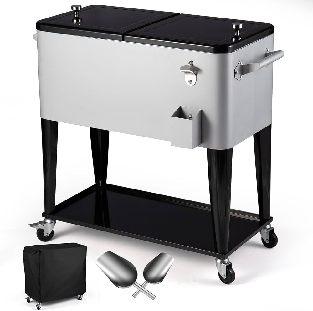 Rotayi Portable Cooler Cart, 80 Quart Rolling Cooler Cart with Protective Cover & 2 Ice Scoops, O... | Amazon (US)