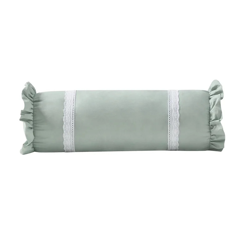 My Texas House 8" x 22" Green Ruffle Eyelet Trim Decorative Pillow | Walmart (US)