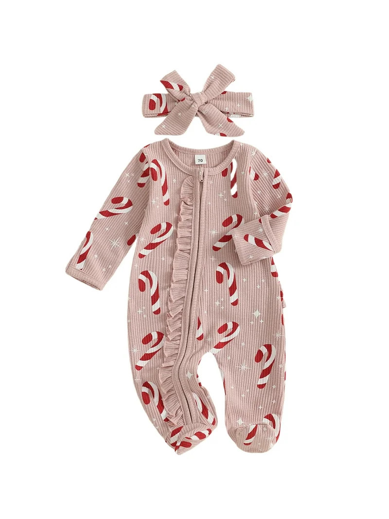 Txlixc Infant Toddler Girls Clothes Baby Girl Christmas Oblique Zipper Romper Long Sleeve O Neck ... | Walmart (US)