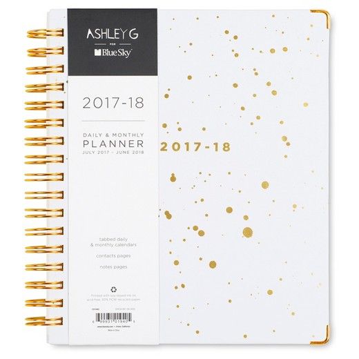 2017-2018 Ashley G Academic Planner Daily Monthly - White with Gold | Target