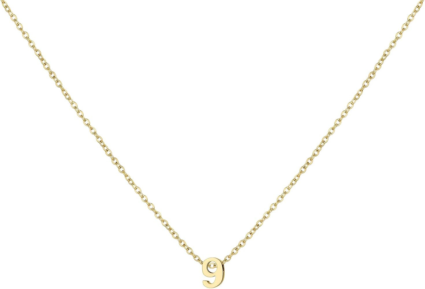 LOXUAKAM Gold Number Necklace 18K Gold Plated Dainty Charm Birth Month Choker Personalized Jewelr... | Amazon (US)