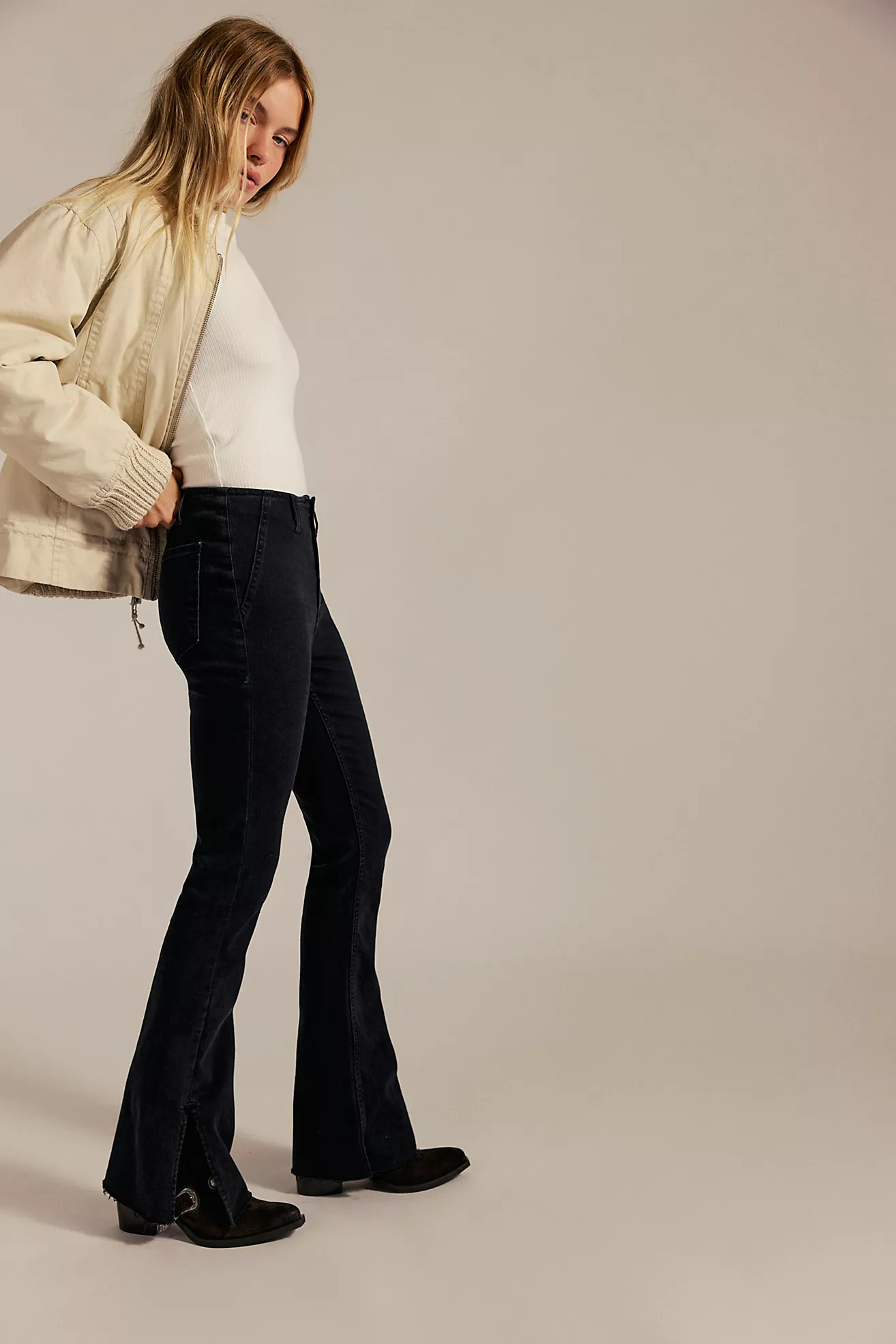 We The Free Level Up Slit Slim Flare Jeans | Free People (Global - UK&FR Excluded)