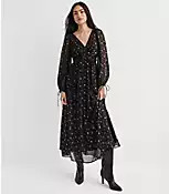 Tall Shimmer Geo Clip Ruched Maxi Dress | LOFT