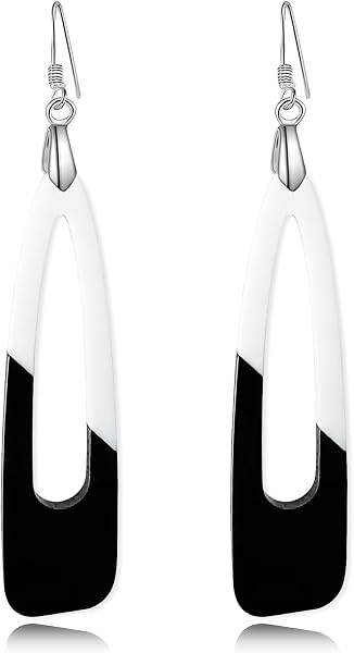 REELMAR Black and White Acrylic Earrings for Women Dangle | Amazon (US)