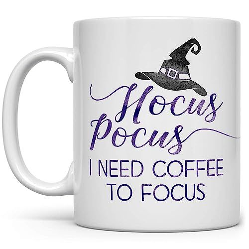 Funny Halloween Fall Autumn Season 11oz Coffee Mug, Witch Hocus Pocus I Need Coffee to Focus Gift... | Amazon (US)