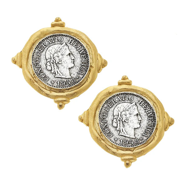 Mixed Metal French Franc Coin Studs | Susan Shaw
