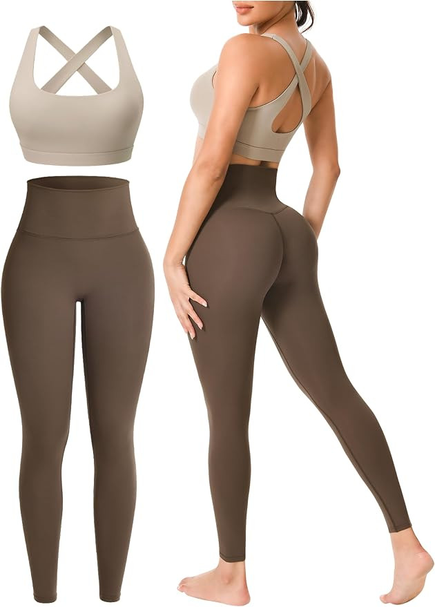Workout Sets for Women 2 Pieces Seamless Yoga Legging Removable Bra Padding | Amazon (US)