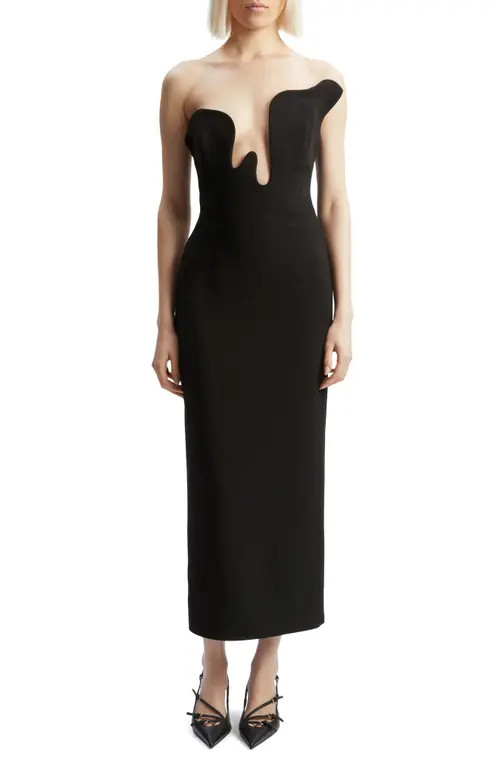 Bardot Rosalyn Strapless Midi Dress in Black at Nordstrom, Size 2 | Nordstrom
