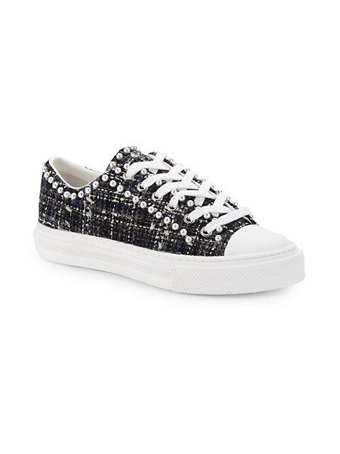 Stuart Weitzman Embellished Checked Tweed Sneakers on SALE | Saks OFF 5TH | Saks Fifth Avenue OFF 5TH