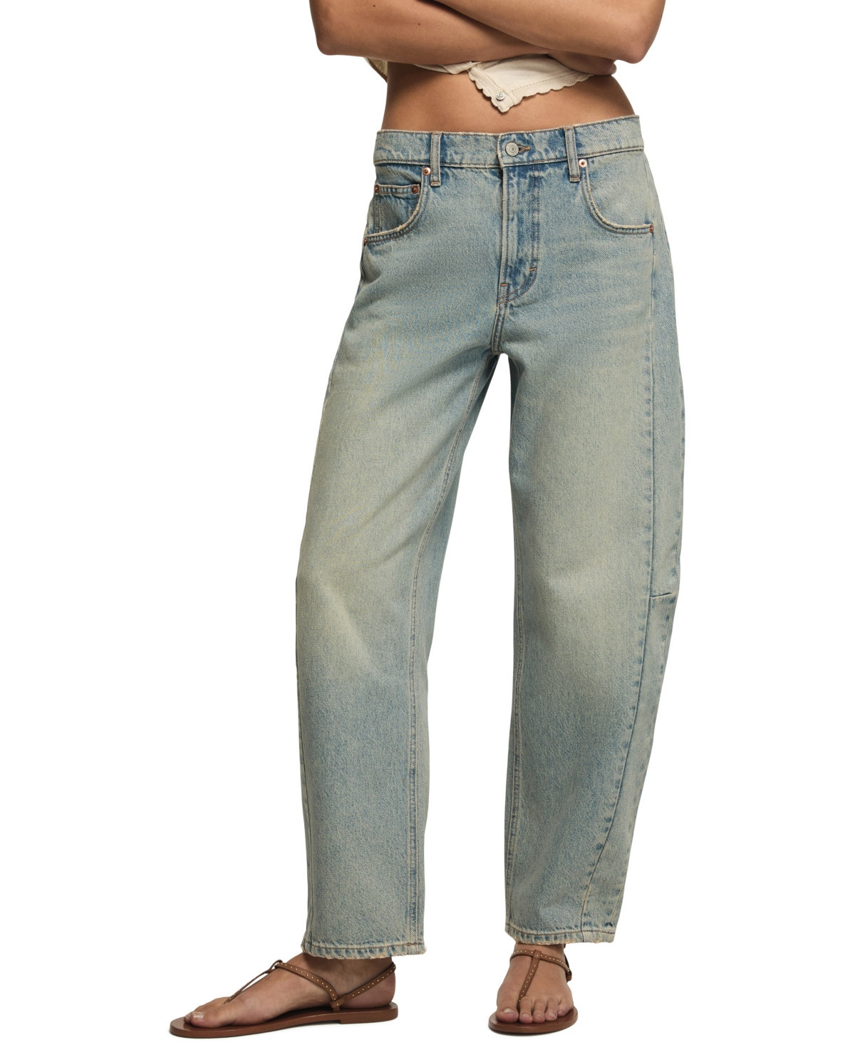 Lucky Brand Women's Barrel Leg Mid-Rise Ankle Jeans - Graveyard Shift Wash | Macy's