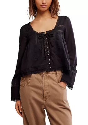 Free People Women's Forevermore Long-Sleeve Top, Black, Large | Belk