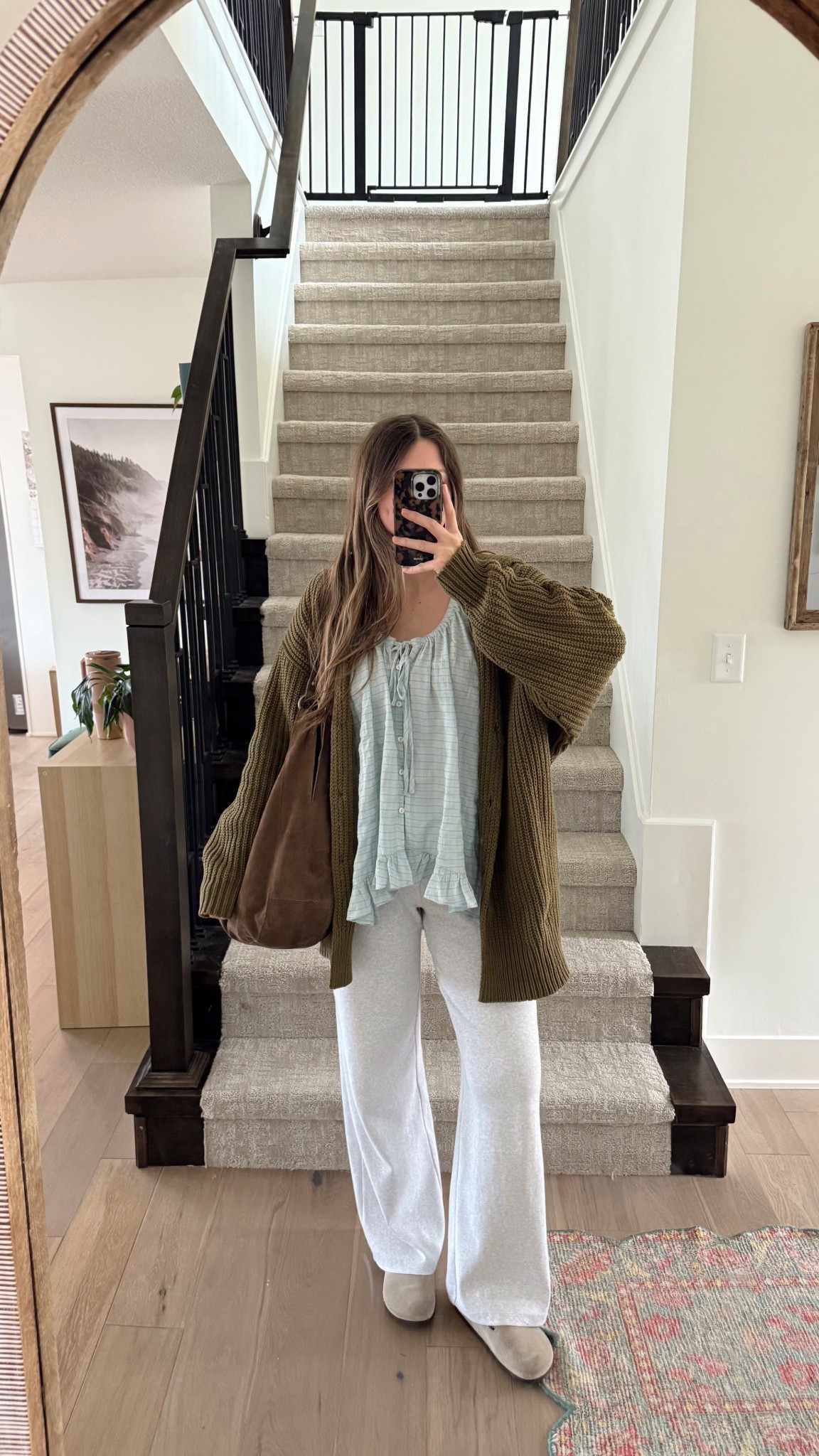 wearing a small in cardigan, fits oversized! Sized up in pants, wearing a medium! Top is sold out from Anthro, linked similar options! 

Postpartum, mom outfit, nursing friendly 

#LTKootd