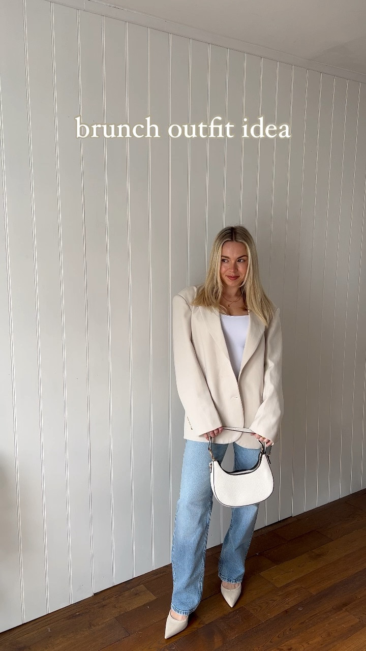 Spring brunch outfit idea 
Cream blazer, blue jeans & cream sling backs - H&M
White top - Zara 
Bag - Primark 

#LTKworkwear #LTKSeasonal #LTKstyletip