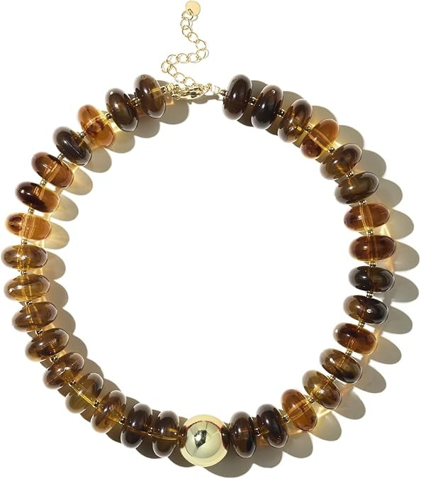 DoDoBeads Chunky Beaded Necklaces for Women, Colorful Statement Choker with Gold Stainless Steel ... | Amazon (US)