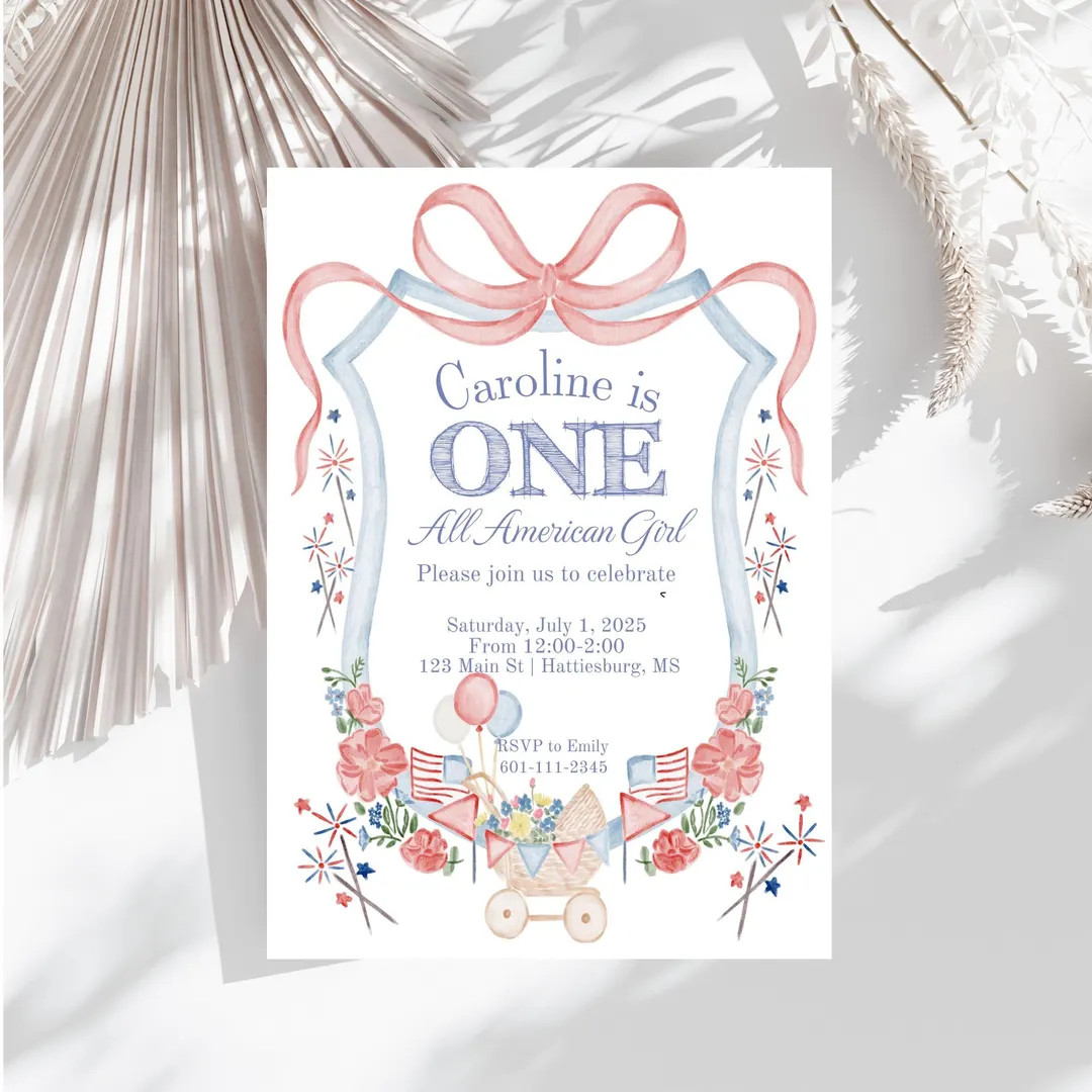 All American Girl Birthday Invitation Template | 4th of July First Birthday Invite | Editable Pat... | Etsy (US)