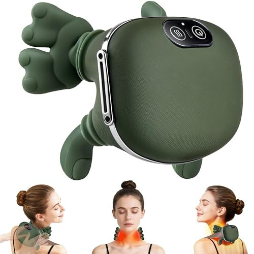 KAXLIDEN Shoulder and Neck Massager, Bionic Heated Massager, Neck Massager with Fingers, 4D Kneading Massage, Simulates a Real Palm Massage for Comfort, Relax Muscle Tension (Green) | Amazon (US)