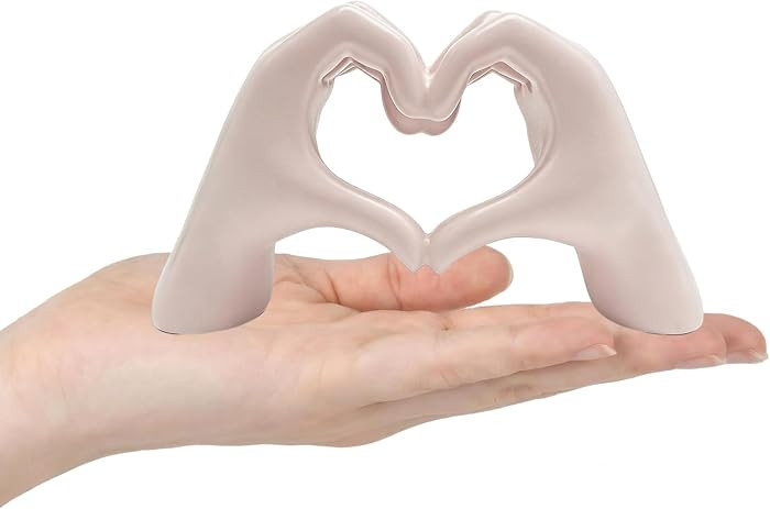 Pink Heart Hands Sculpture Room Decor, Resin Love Statue for Gift     Cute Aesthetic Preppy Shelf... | Amazon (US)