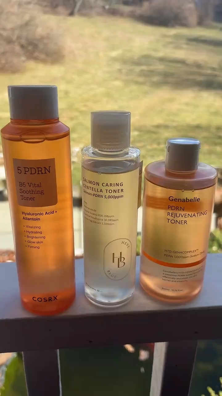 •Three of my favorite PDRN toners. Here's a little breakdown of what each one is best for. They're all available in my  showcase #pdrn #skincare
#koreanskincare #toners #skincareproducts 

#LTKBeauty #LTKselfcare #LTKOver40