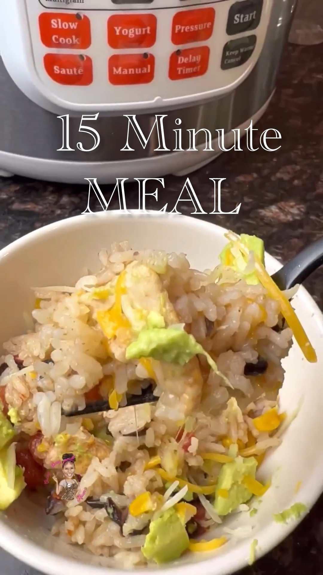 😋 this Pressure cooker makes life so easy!! 

Curious are you more of a slower cooker or pressure cooker fan? #crazybusymama 
Just in case I linked both!!

Here is how I did it: Fiesta Ranch Chicken Bowl

4 Chicken Breasts chopped
1 packet Fiesta Ranch (or taco seasoning) 
Rinsed & drainer black beans 
1 can Rotel 
2 cups frozen corn 
2 cups rice 
1 cup chicken broth (low sodium) 
1 cup water 
(You can do 2 cups of Ckn broth instead of water) 

Add desired toppings! 
We love avocado, tomato, sour cream & cheese 

Transition easy into 
*slow cooker meal: 4-6 hour chicken with 1/4 cup chicken broth & everything but rice & 2 cups of liquid make rice when chicken is done and add to pot 