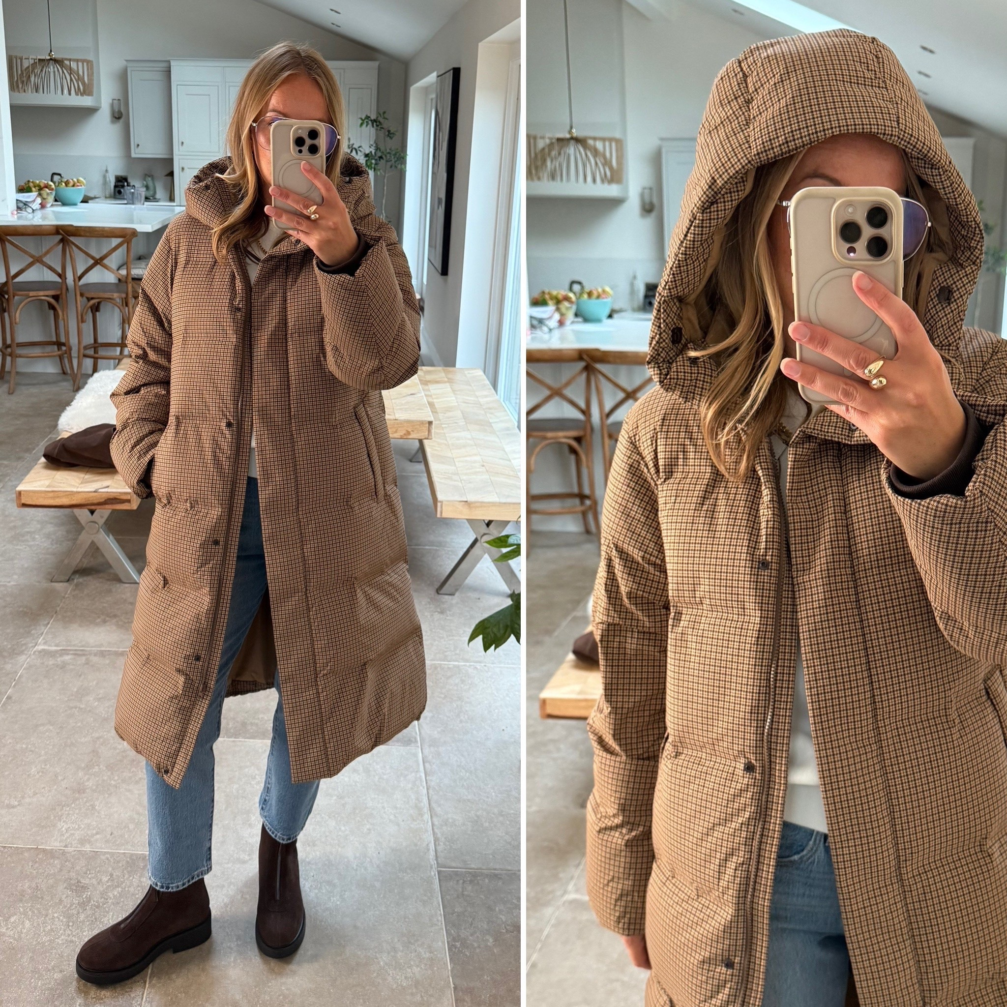 I’ve lost the light a little bit here but this checked fabric puffer coat is dreamy 👌🏻 
Perfect duvet coat 
I’m wearing the large I’d say it fits on the small size so air on the bigger side with this one 

#LTKFashionMonth #LTKuk #LTKautumn