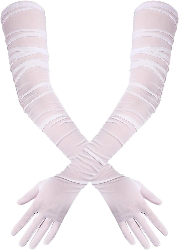 TOYMIS Women's Super Long Gloves, 1920s Sexy Sheer Gloves Elegant Long Opera Gloves Mesh Tulle Gl... | Amazon (US)