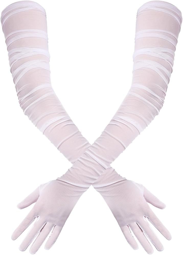 TOYMIS Women's Super Long Gloves, 1920s Sexy Sheer Gloves Elegant Long Opera Gloves Mesh Tulle Gl... | Amazon (US)