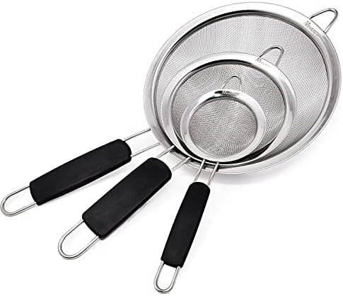 Makerstep Set of 3 Stainless Steel Fine Mesh Strainers Graduated Sizes 3.38", 5.5", 7.87" Straine... | Amazon (US)