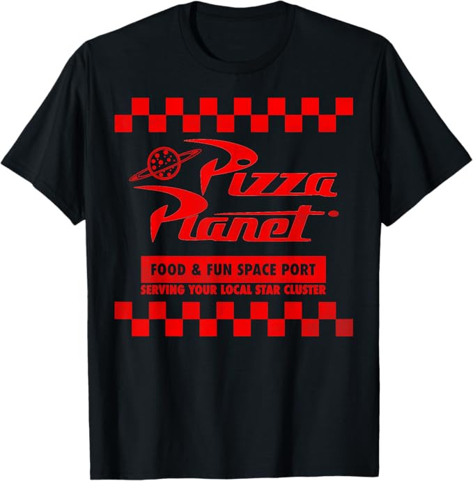 Disney Pixar Toy Story Pizza Planet Checkered Logo T-Shirt T-Shirt | Amazon (US)
