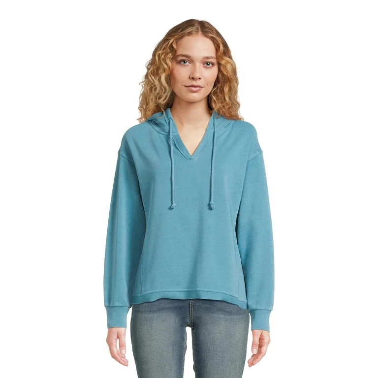 Time and Tru Women's Split Neck Hoodie, Sizes XS-XXXL | Walmart (US)