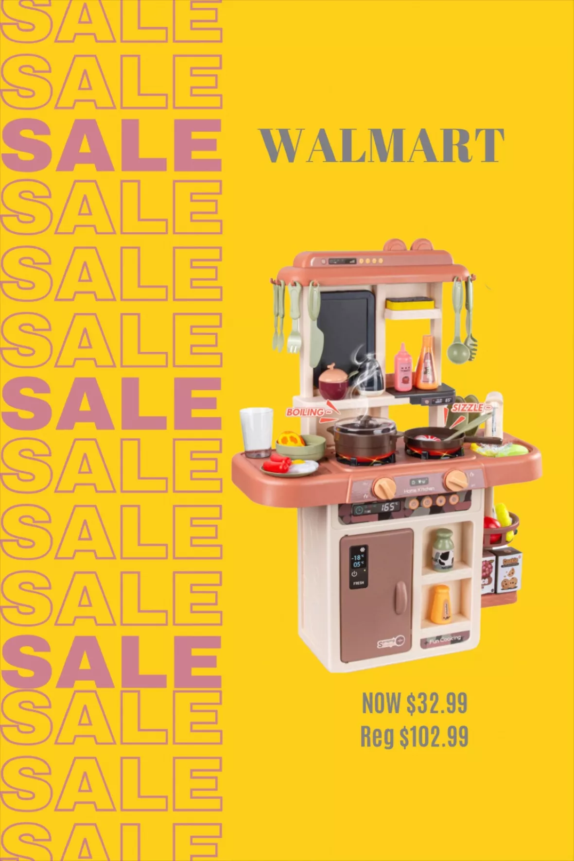 Wisairt Play Kitchen Set for Kids, 2.1FT Tall Kids Play Kitchen