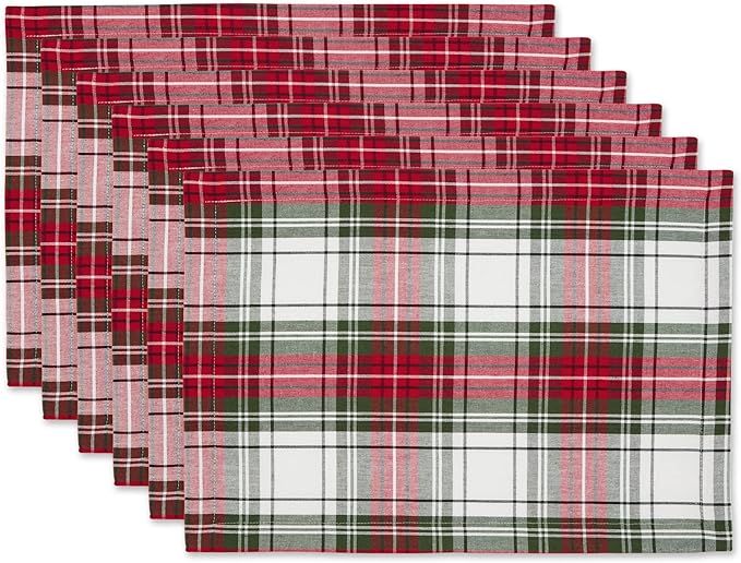 DII Christmas Plaid Tabletop Collection, Placemat Set, 13x19, 6 Piece | Amazon (US)