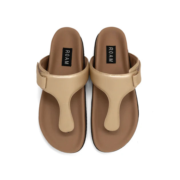 ROAM THE T SANDAL GOLD VEGAN LEATHER | ROAM
