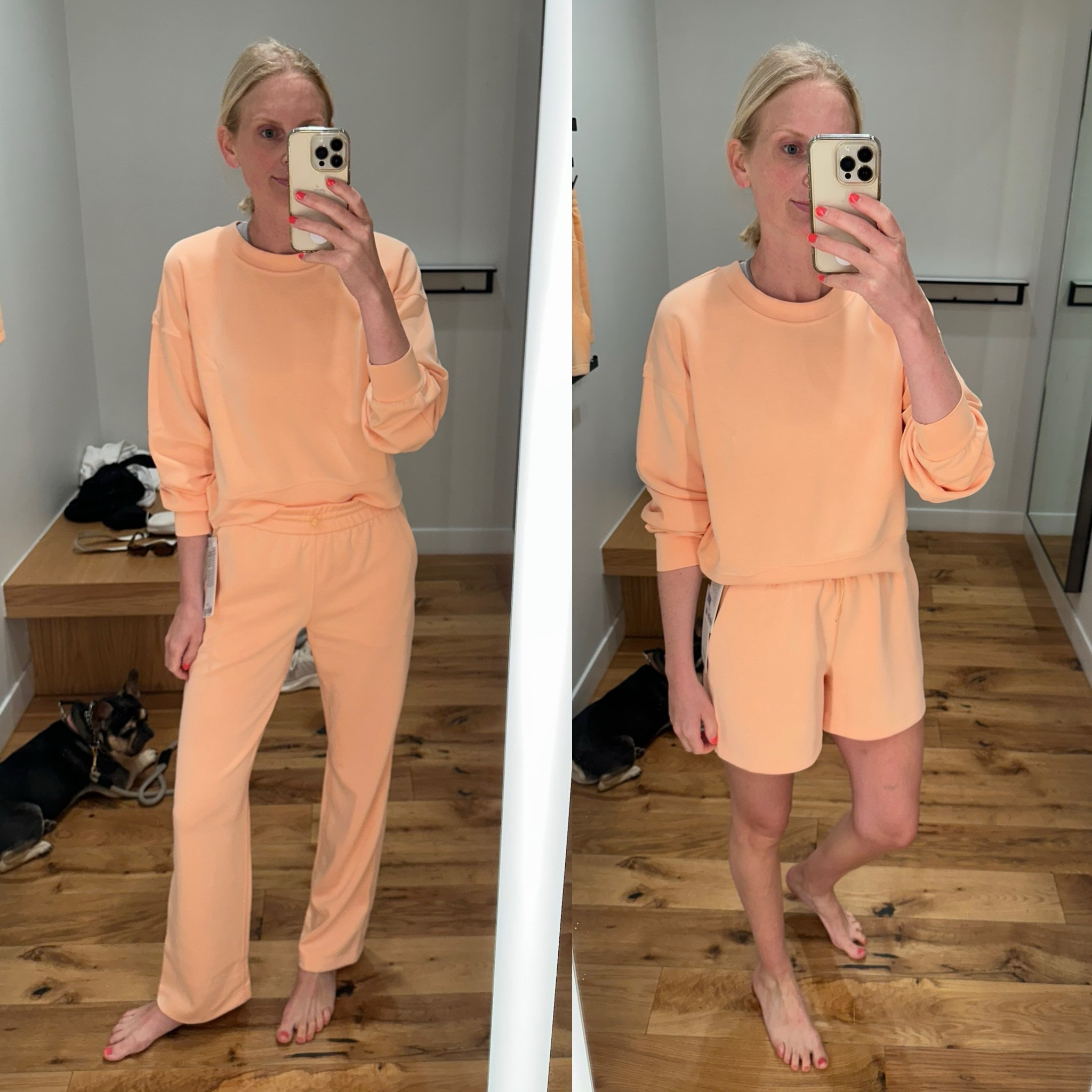 The pants and shorts are on sale! Fabric is suuuper soft. Bottoms fit true to size but sweatshirt is oversized - wearing a 4 in the sweatshirt & pants, but an 8 in the shorts bc they didn’t have my size in store. Order your usual size!

#LTKFitness #LTKActive #LTKSaleAlert