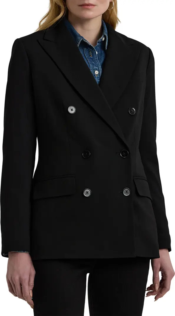 Lauren Ralph Lauren Double Breasted Stretch Wool Crepe Blazer | Nordstrom | Nordstrom