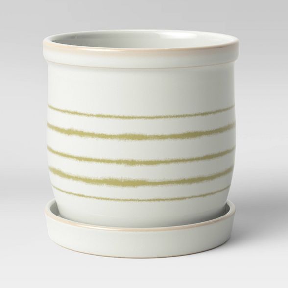 4" Stoneware Ceramic Lines Planter White - Threshold™ | Target