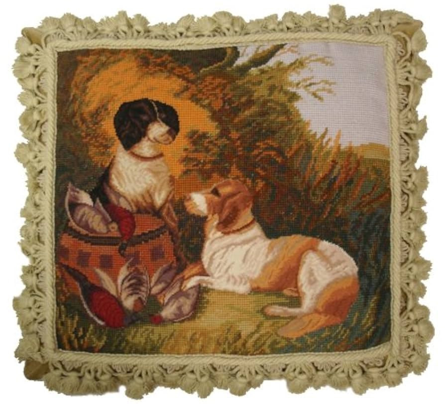 Dogs and Birds - 16 x 18 in. Needlepoint Pillow | Amazon (US)
