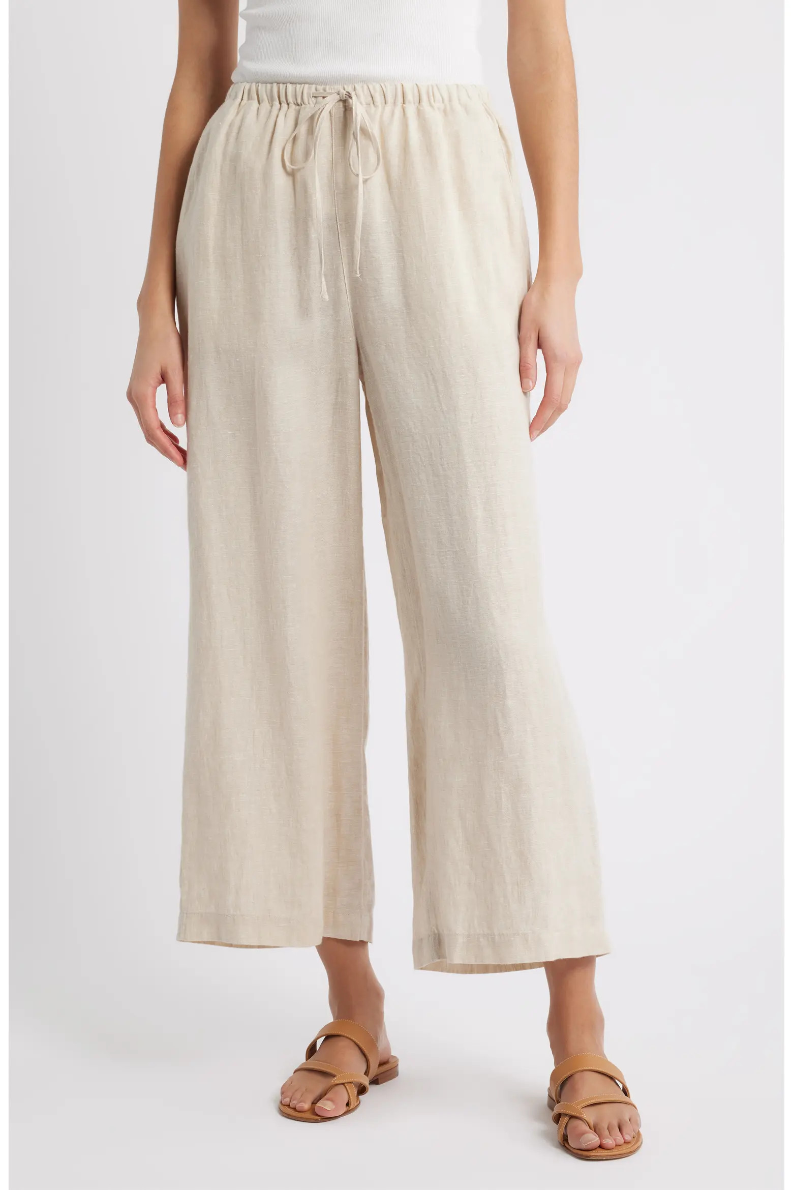 Wide Leg Crop Linen Pants (Women) | Nordstrom | Nordstrom