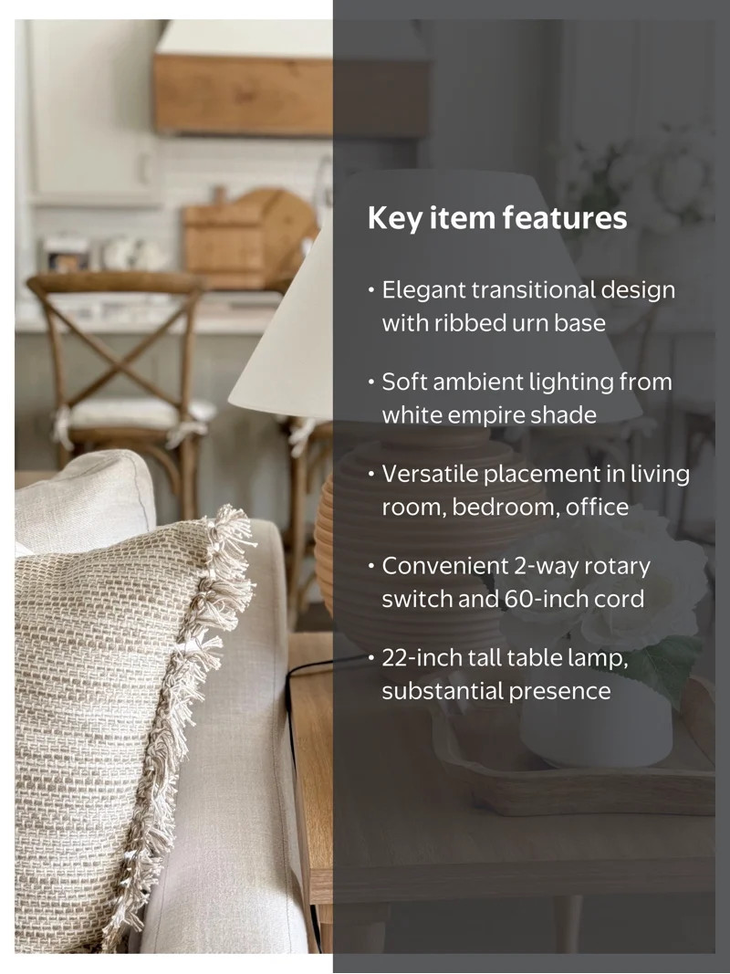 My Texas House 22'' Table Lamp with White Fabric Empire Shade Transitional Table Light Fixture fo... | Walmart (US)